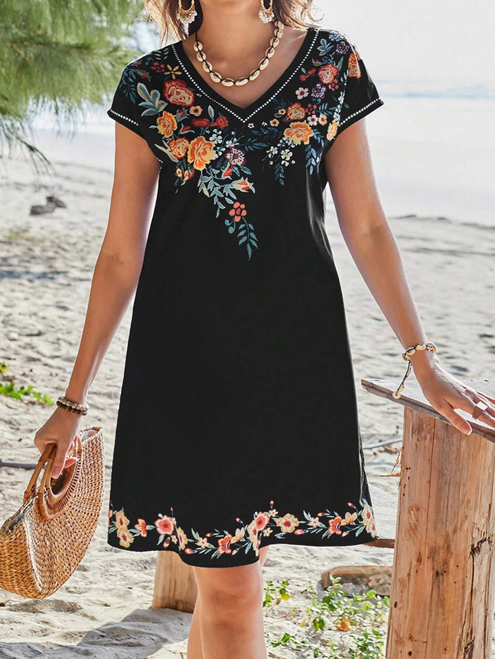 Lune London Floral Embroidered Beach Dress