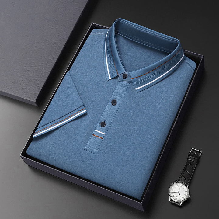 Men's modern polo in textured material with elegant accents Lune London