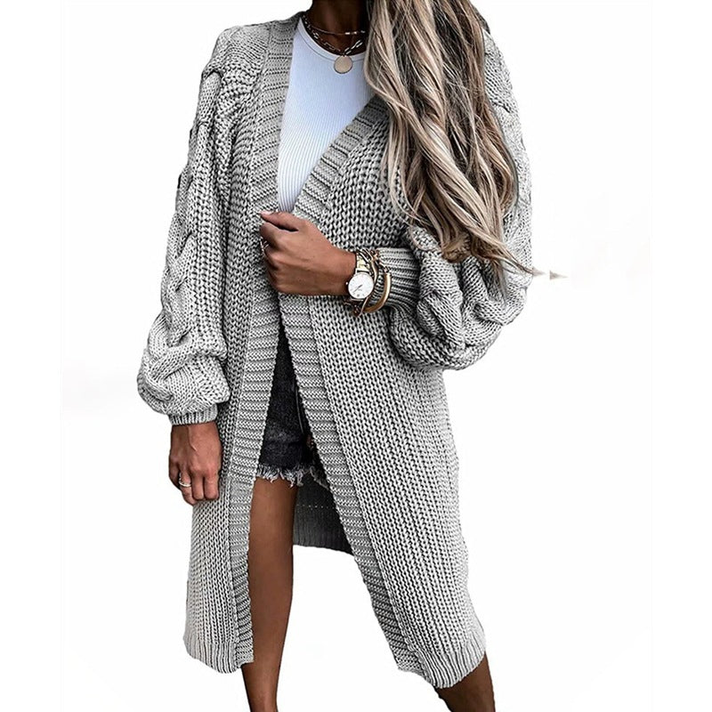 Cardigan en tricot épais pour femmes avec des manches volumineuses et une ouverture devant Chic & Stil
