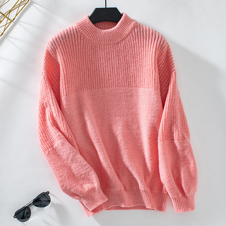 Casual pullover for women with high collar and modern textured knit Lune London