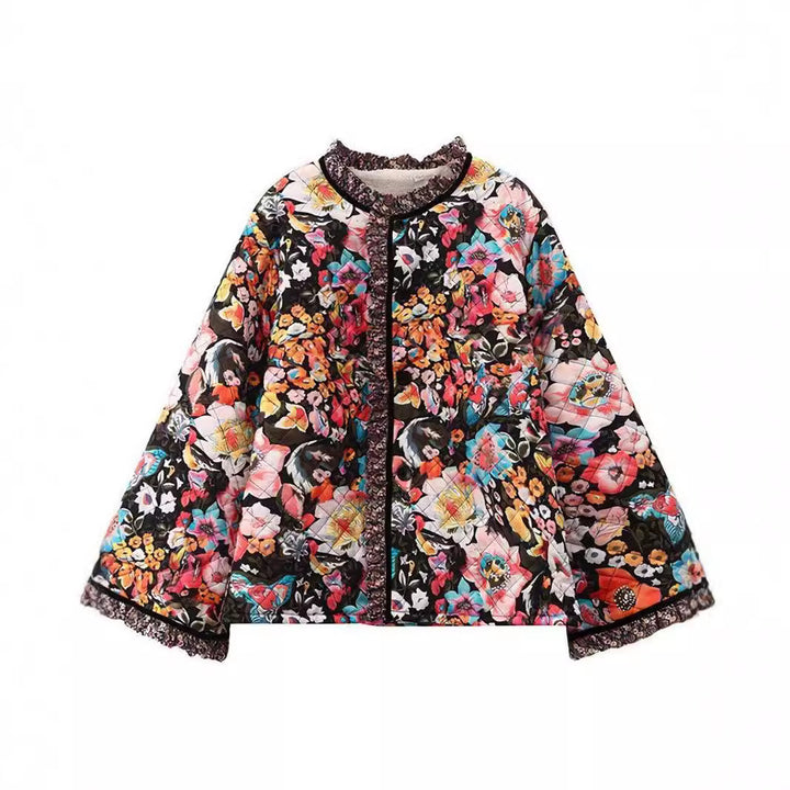 Floral patterned quilted jacket for women Lune London