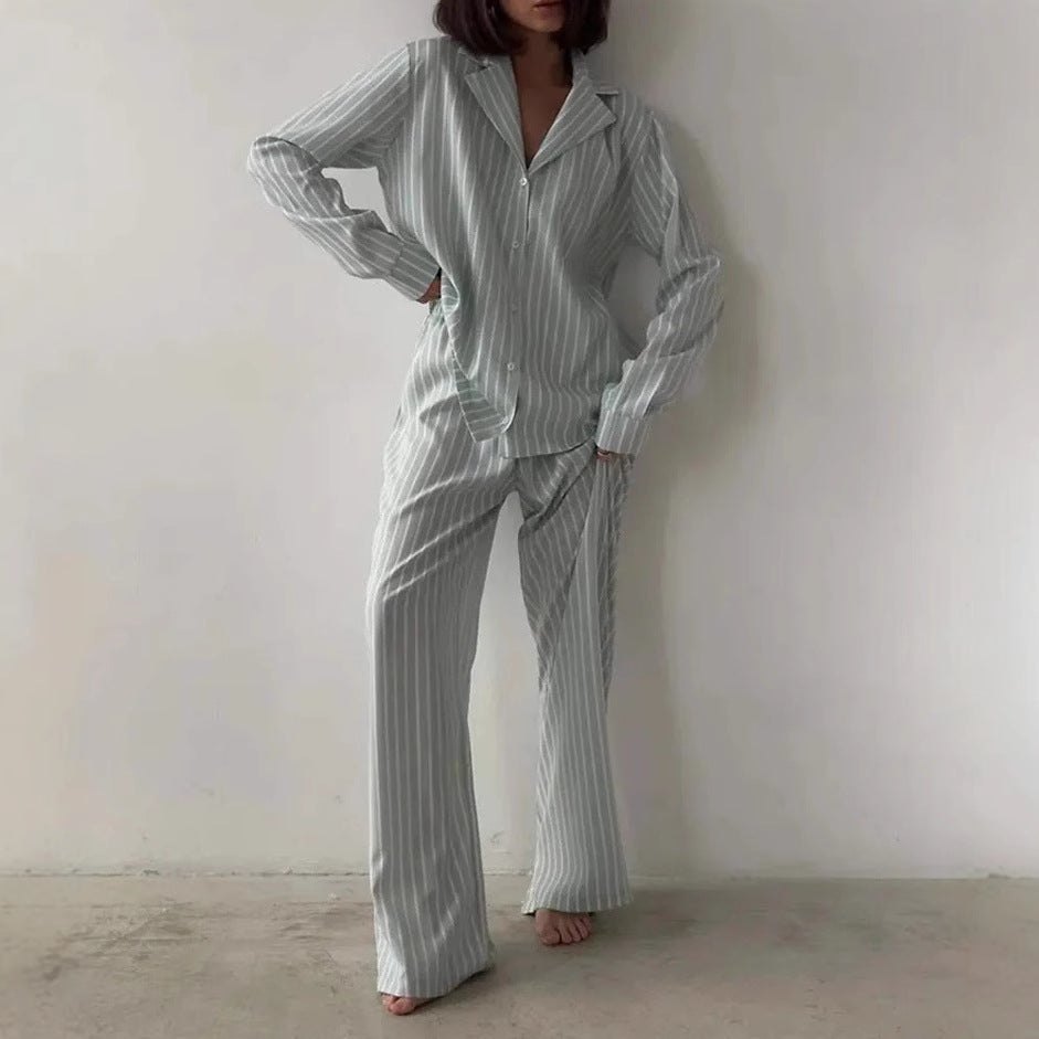 Ladies Luxurious Chic Striped Pajama Set