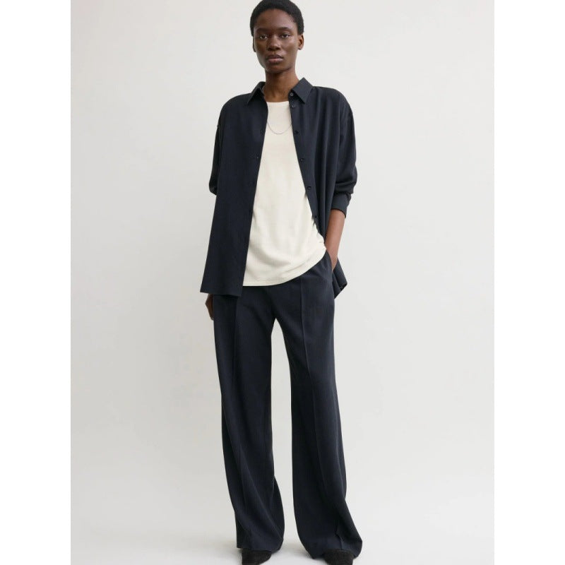 Wide-leg pants for women in high-quality material with an elastic waistband Lune London