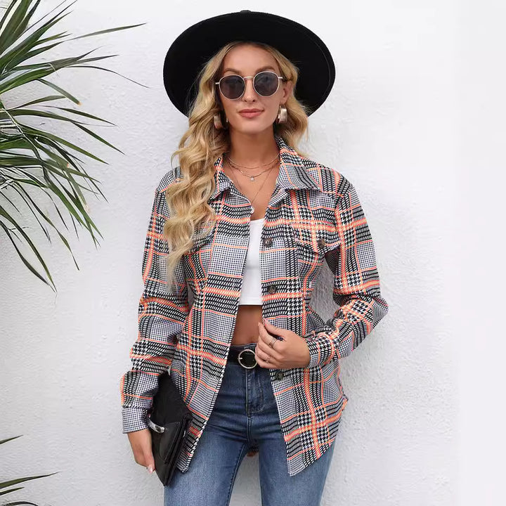 Plaid flannel jacket for women with pockets Lune London