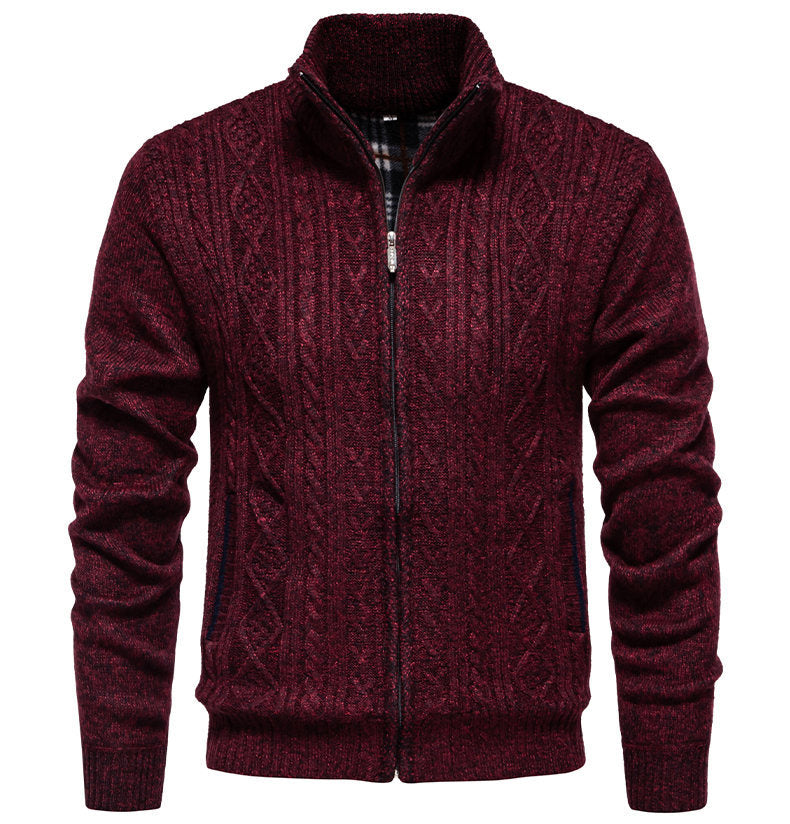 Men's knit jacket with high collar and zipper Lune London