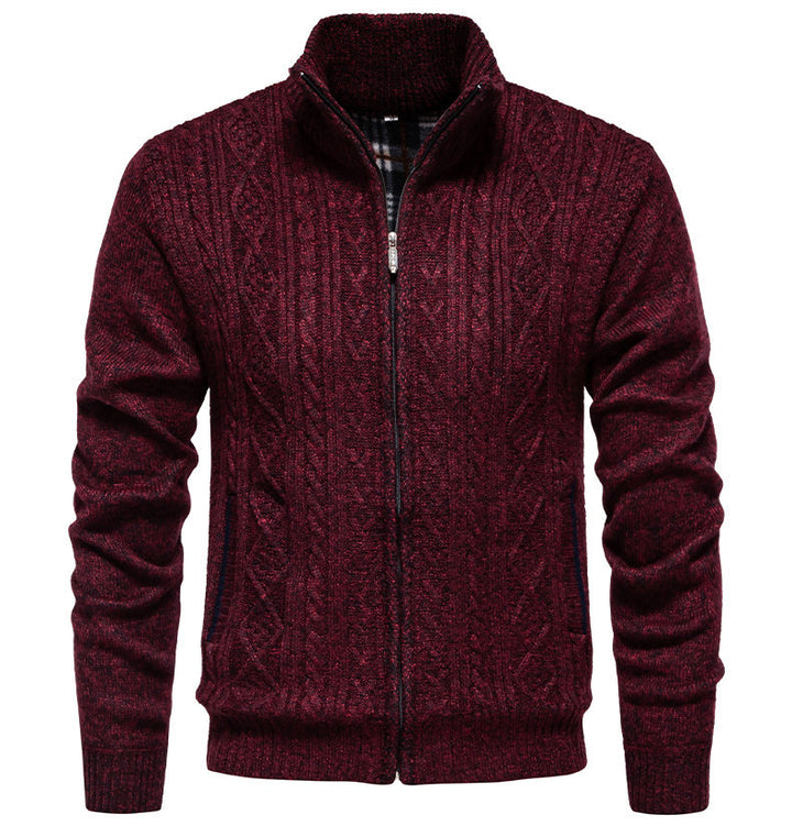 Men's knit jacket with high collar and zipper Lune London