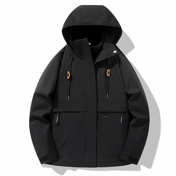 Functional jacket for men with adjustable hood and waterproof material Lune London
