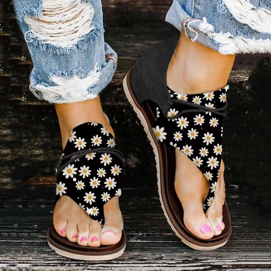 Strap sandals for women with floral and animal design Lune London