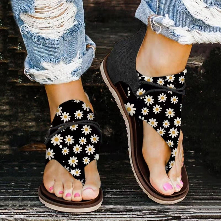 Strap sandals for women with floral and animal design Lune London