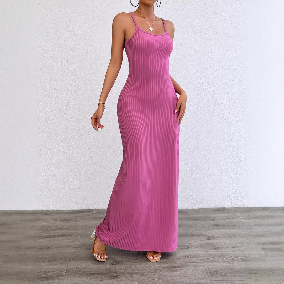 Fitted maxi dress for women with fine ribbed structure Chic & Stil