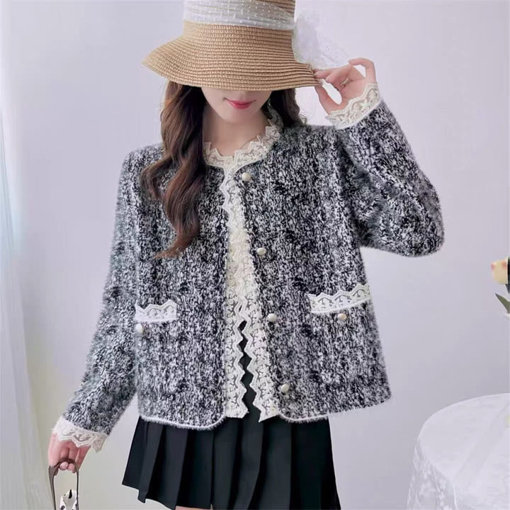 Cardigan élégant pour femmes avec perles et doublure en dentelle