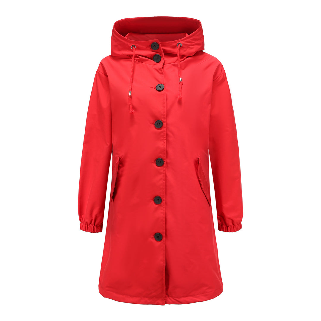 Fashionable transitional jacket for women with adjustable hood and practical pockets Lune London