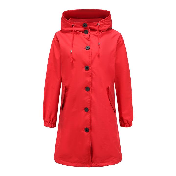 Fashionable transitional jacket for women with adjustable hood and practical pockets Lune London