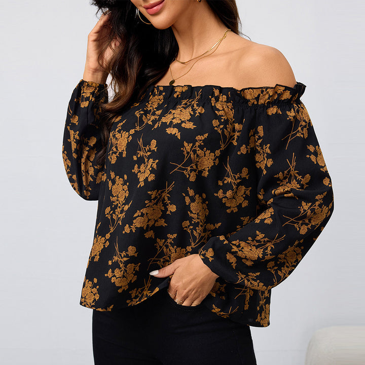 Blouse Femme Off-Shoulder avec Motifs Floraux et Manches Élastiques Chic & Stil