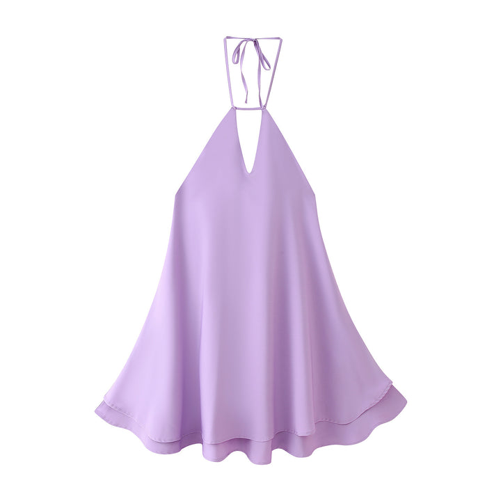 Light chiffon dress for ladies with deep V-neck and adjustable straps Lune London