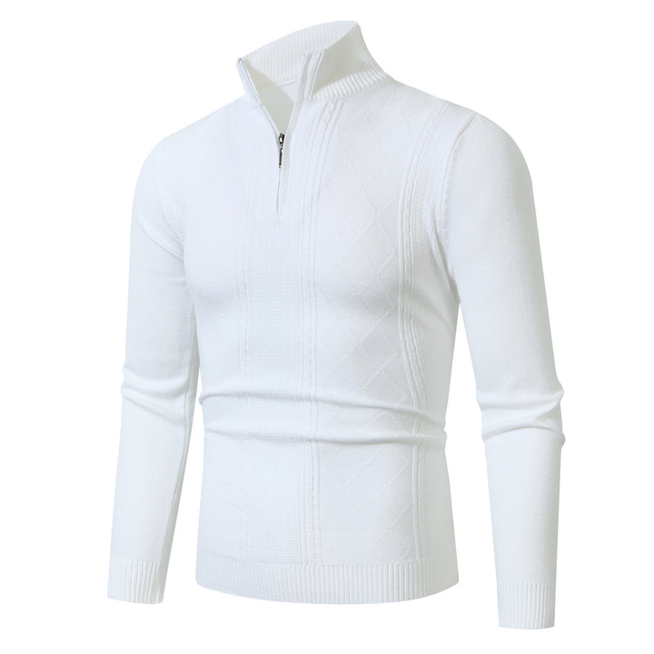 Elegant knit sweater for men with high collar and zipper Lune London