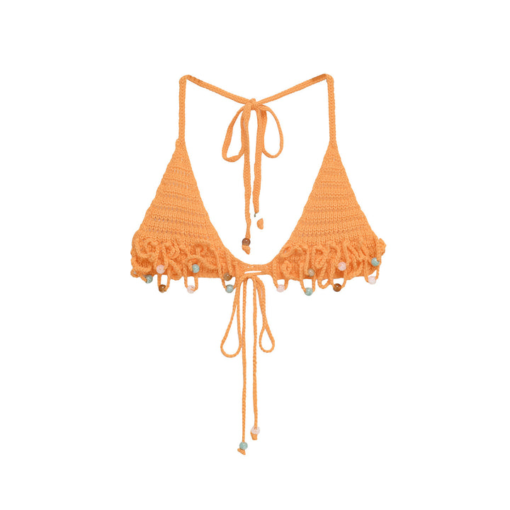 Women's mini skirt in mesh fabric with decorative fringes Lune London
