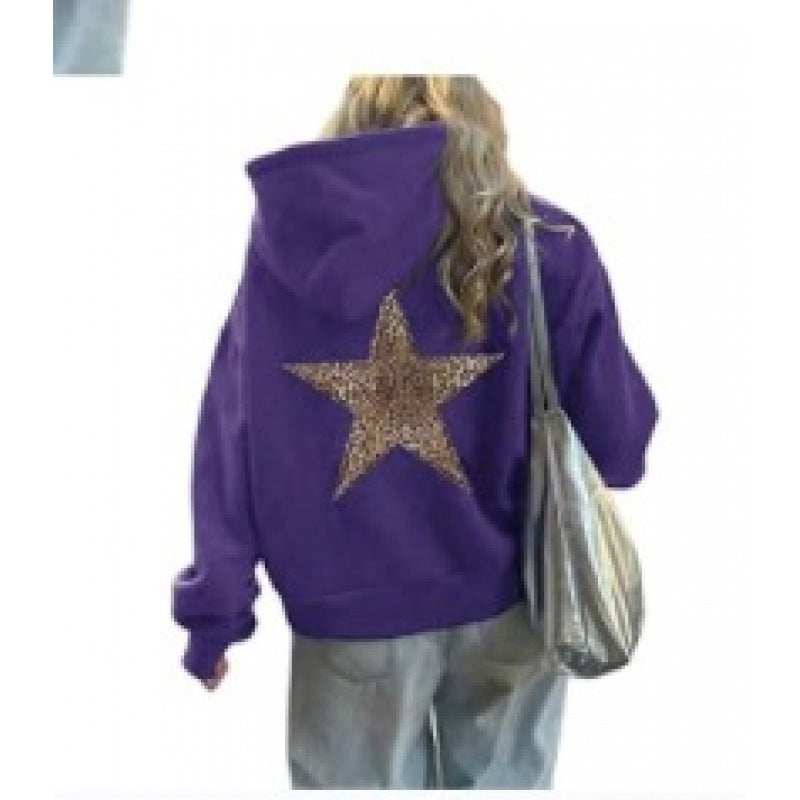 Women’s Hoodie with Glittering Star Motif Lune London