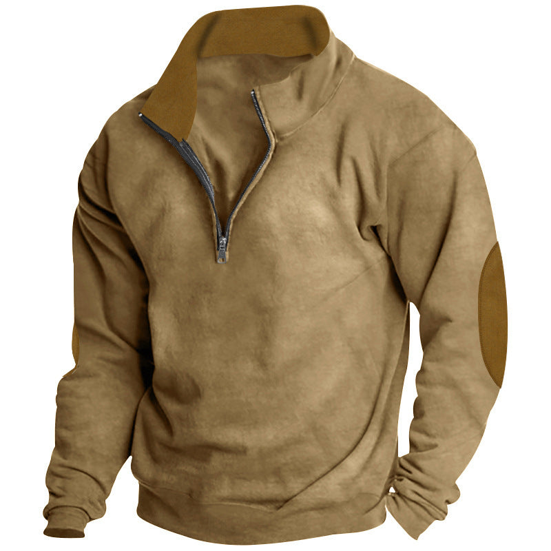 Comfortable pullover for men with half-zip and stylish elbow patches Lune London