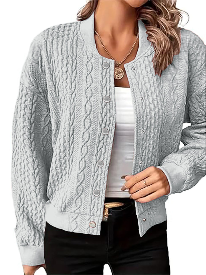 Knitted jacket for women with textured surface and button closure Lune London