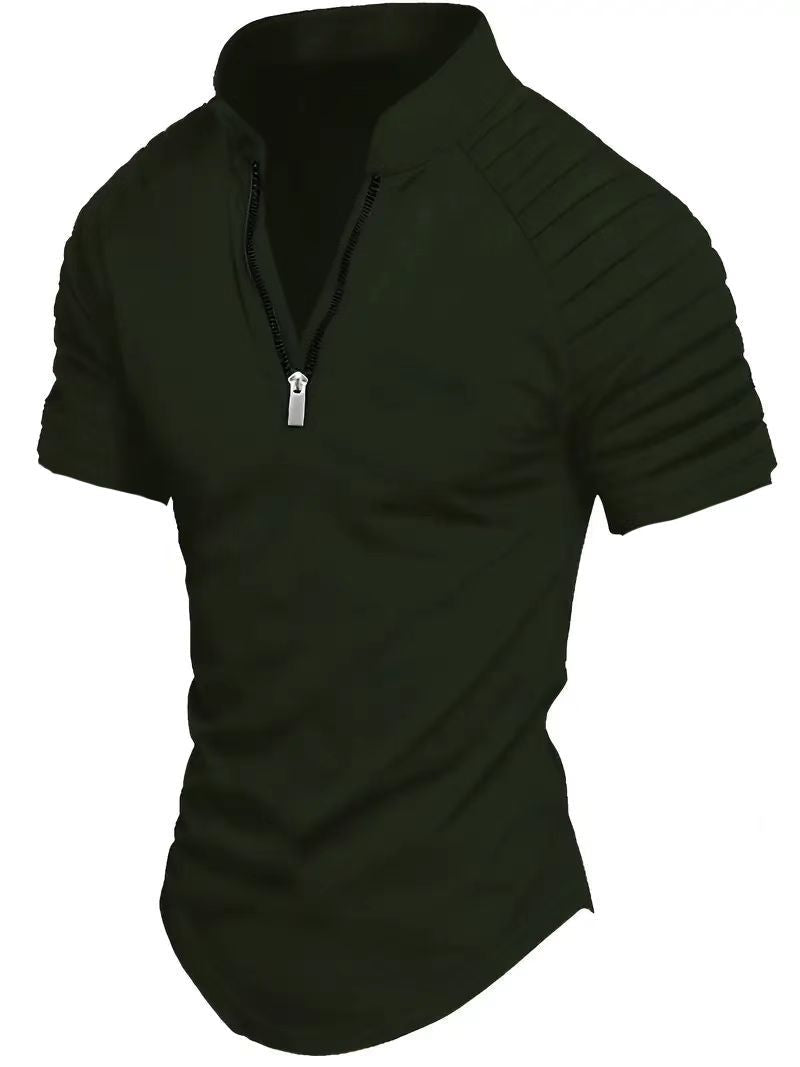 Men's sporty functional shirt with half zipper and ribbed details Lune London