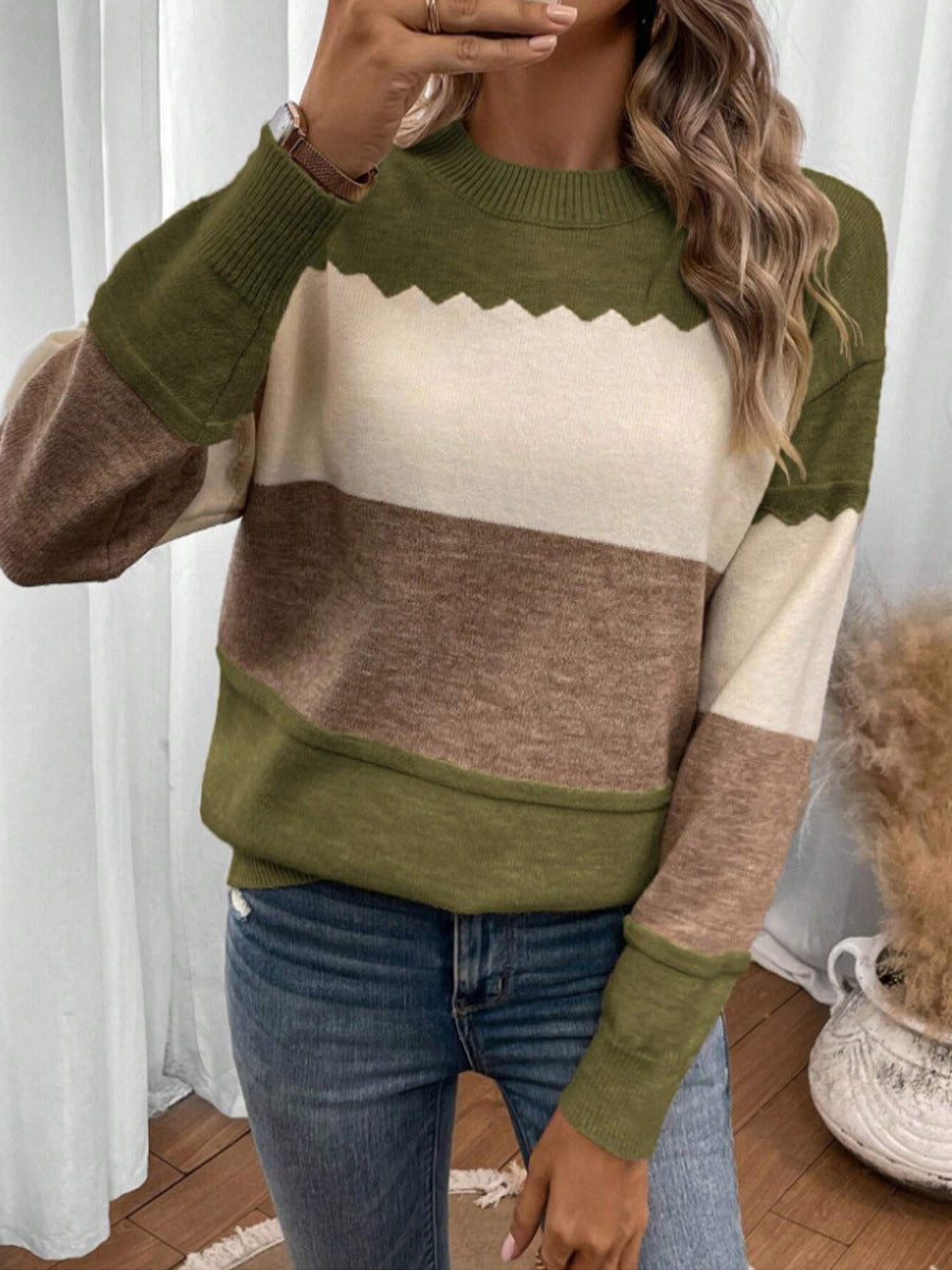 Women's comfortable sweater with a modern blocked stripes design Lune London