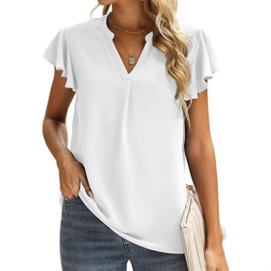 Ladies' blouse with gathered details and V-neck Chic und Stil