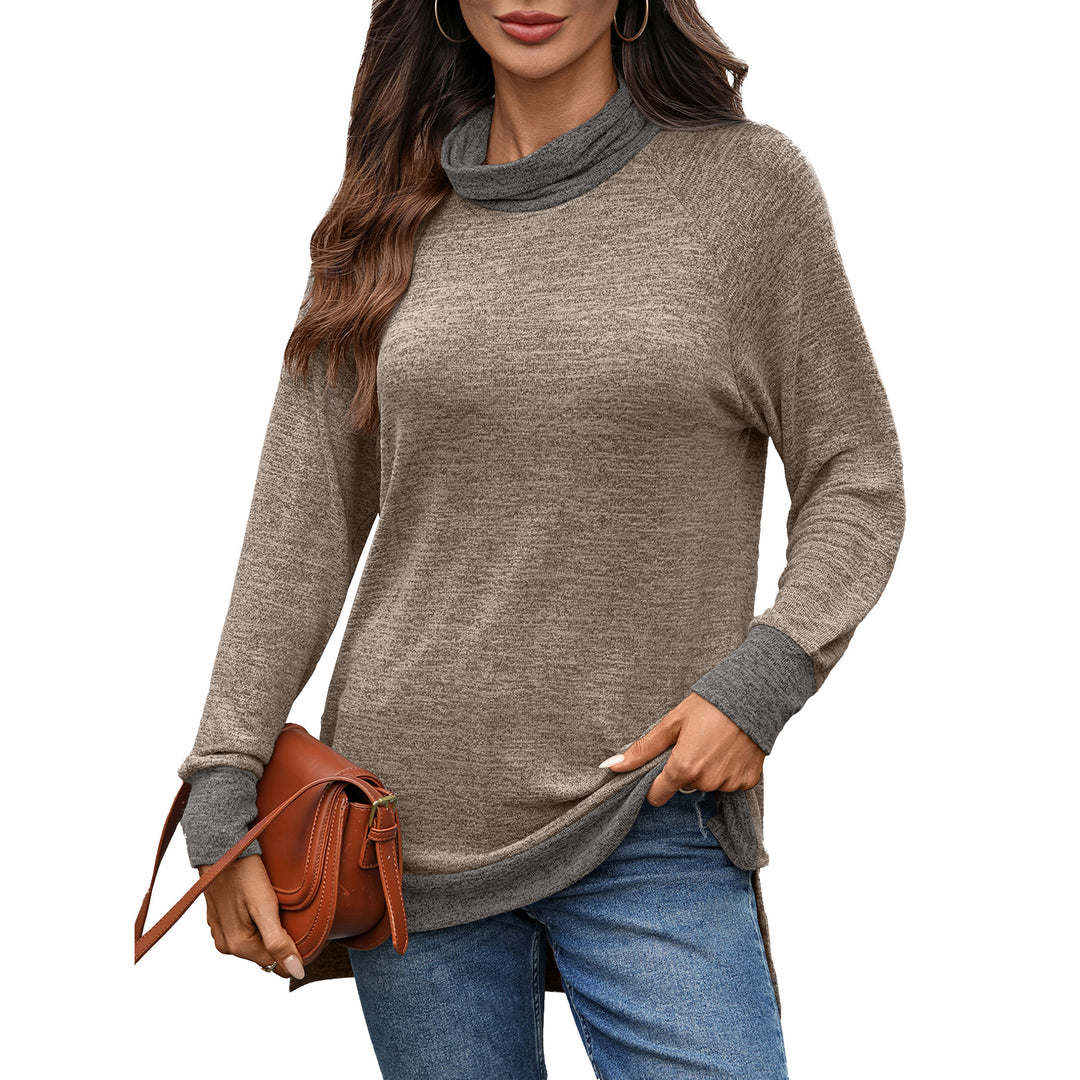 Casual sweater for women with high collar and side slits Lune London