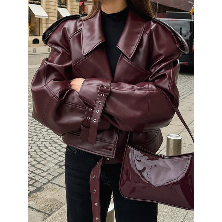 Faux leather jacket for women with voluminous sleeves Lune London