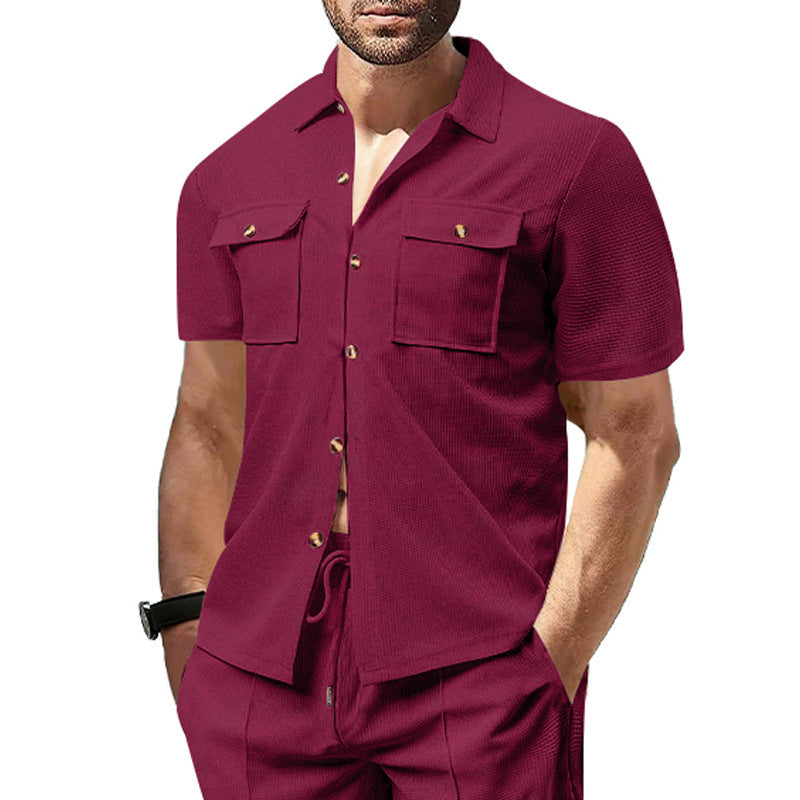 Short sleeve utility shirt for men with practical chest pockets Lune London