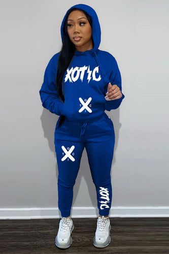 Women's sporty hoodie and jogger pants set with modern inscription Lune London