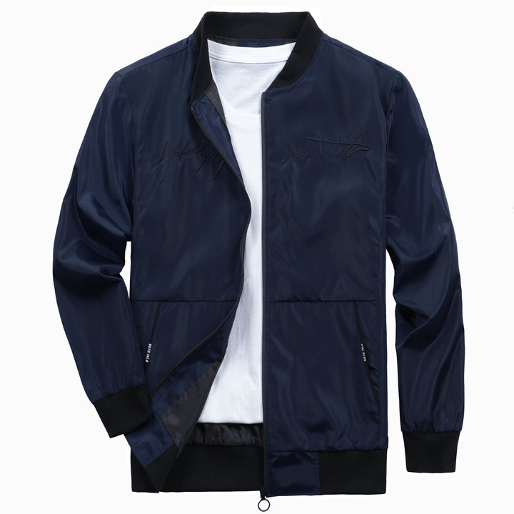 Trendy bomber jacket for men with elastic cuffs and practical zip pockets Lune London