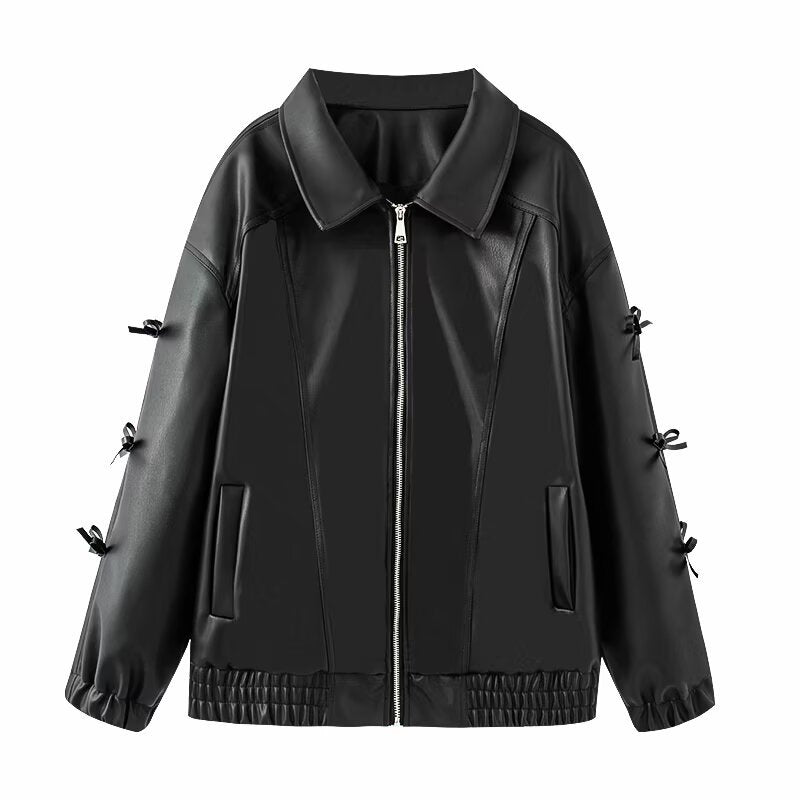 Veste en cuir à la mode pour femmes avec ceinture élastique Chic & Stil