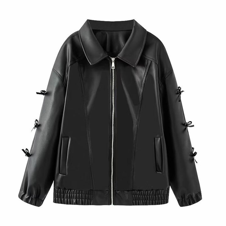Veste en cuir à la mode pour femmes avec ceinture élastique Chic & Stil