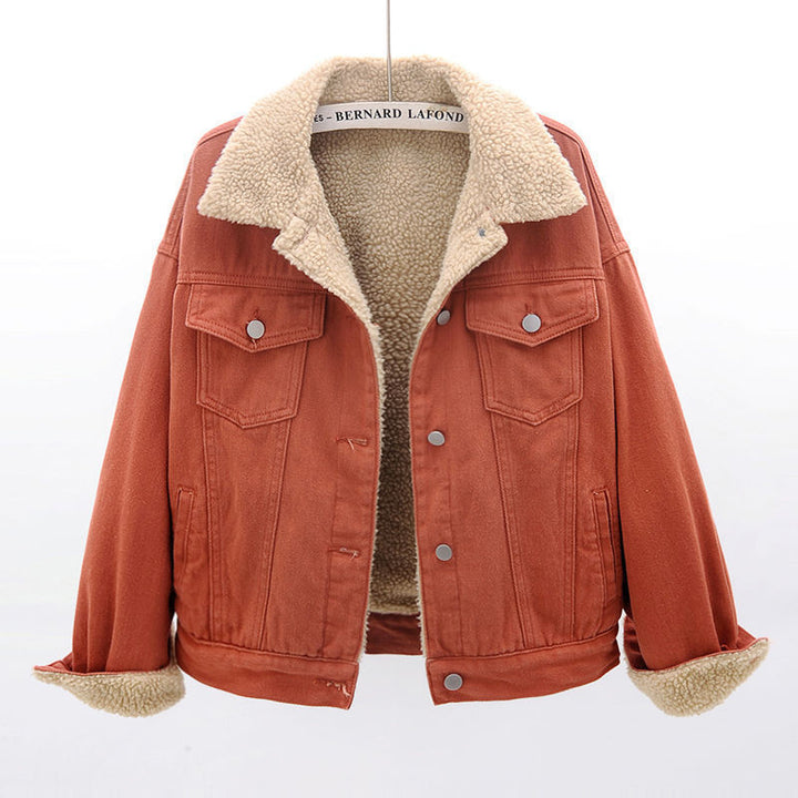 Women's denim jacket with warm inner lining and practical chest pockets Lune London