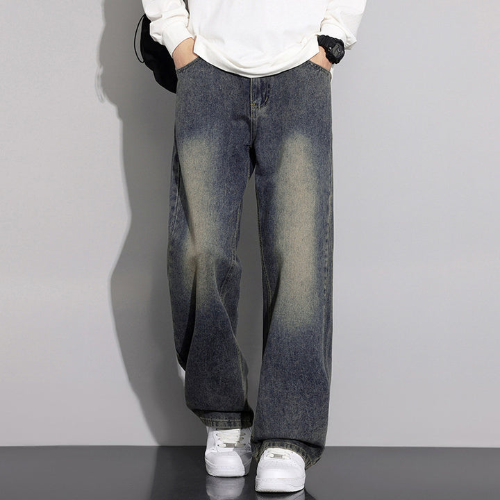 Men's wide denim jeans with a modern worn look Lune London