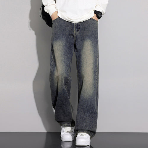 Men's wide denim jeans with a modern worn look Lune London
