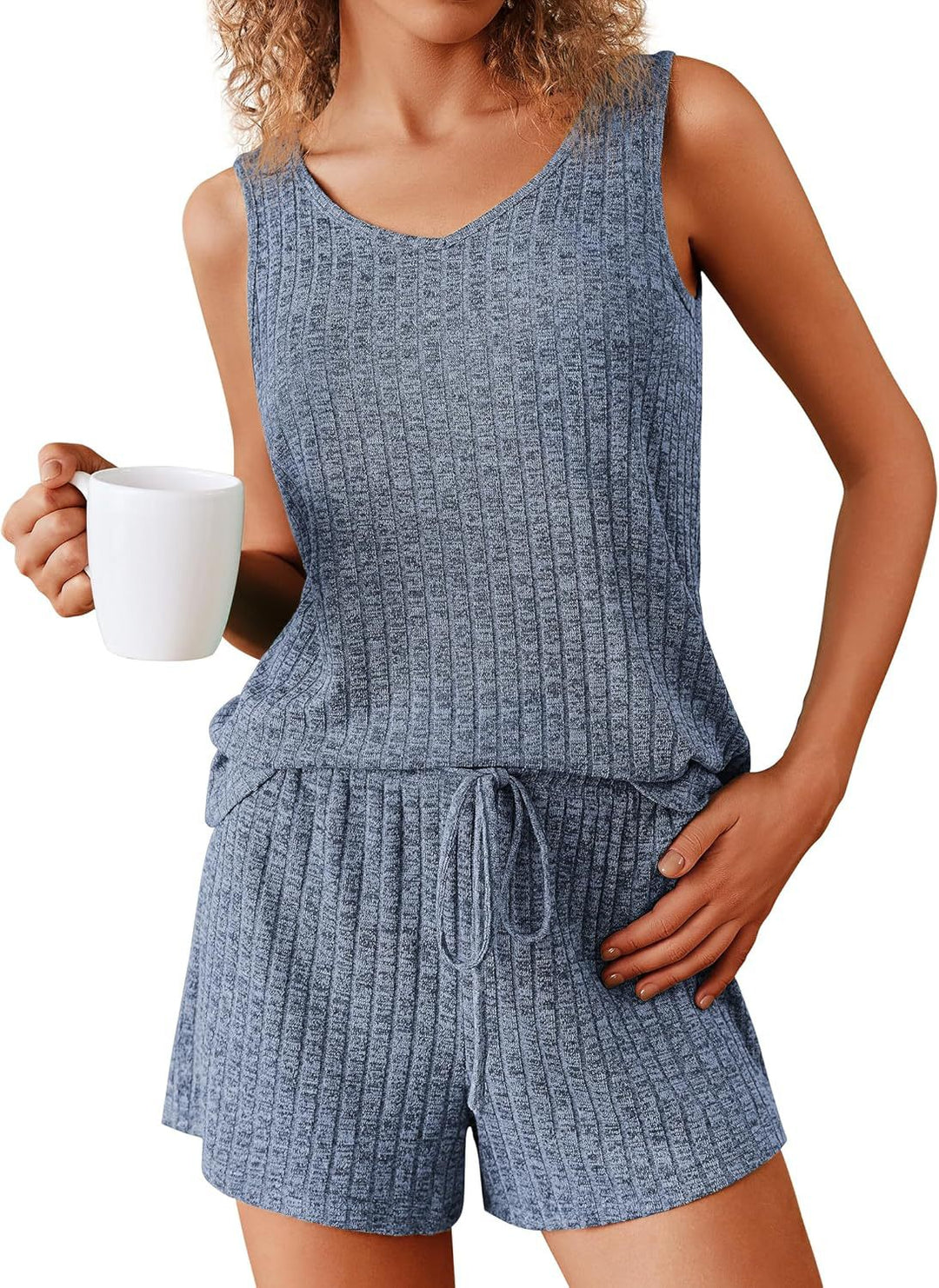Casual ribbed lounge set for women with adjustable waist Lune London