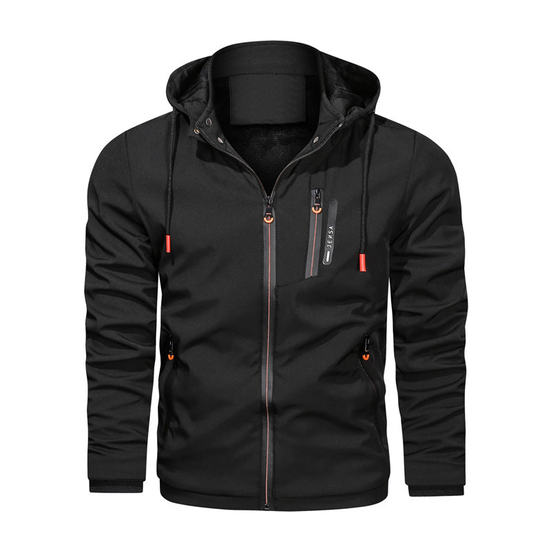 Functional sports jacket for men with adjustable hood and breathable material Lune London