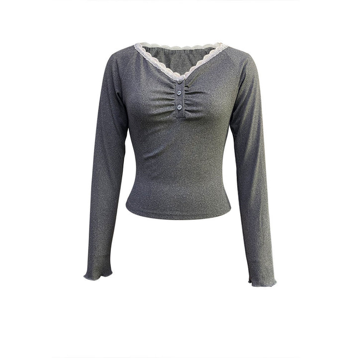 Chemise à manches longues pour femmes avec dentelle et patte de boutons Chic & Stil