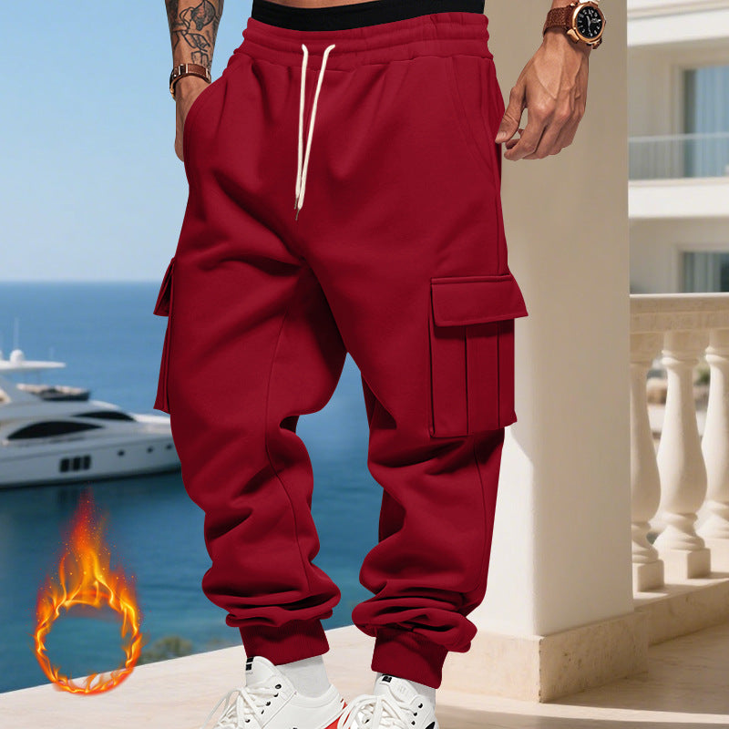 Men's cargo joggers with side pockets and elastic waistband. Chic and style.