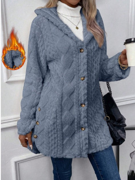Ladies Cozy Fleece Jacket with Hood Lune London