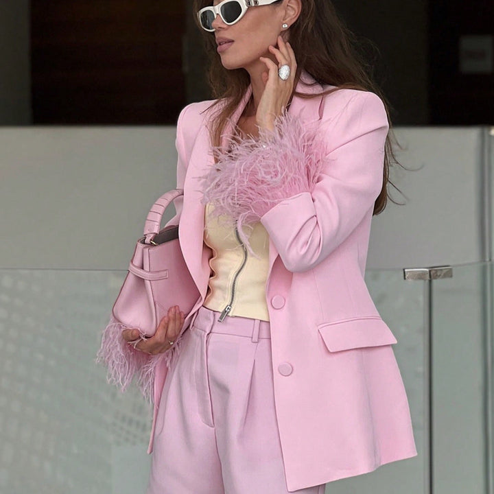 Women Elegant Blazer with Striking Feather Sleeves Lune London