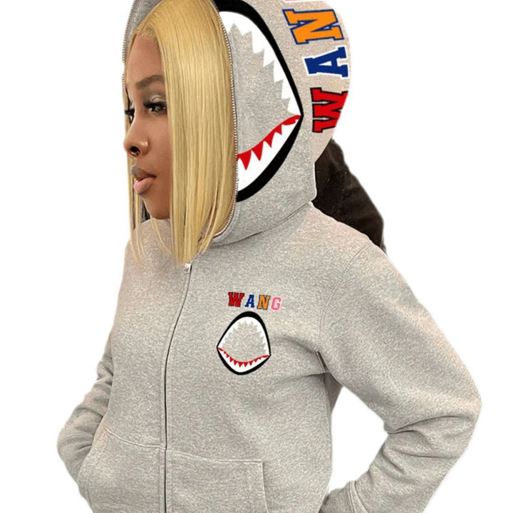Ladies Leisure Hoodie with Playful Shark Design Lune London