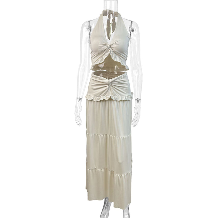 Women’s Maxi Skirt with Crop Top Design and Ruffle Details Lune London