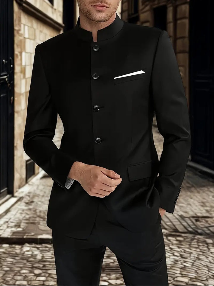 Men’s Modern Suit Blazer with High Collar – Elegant Tailored Fit | Lune London