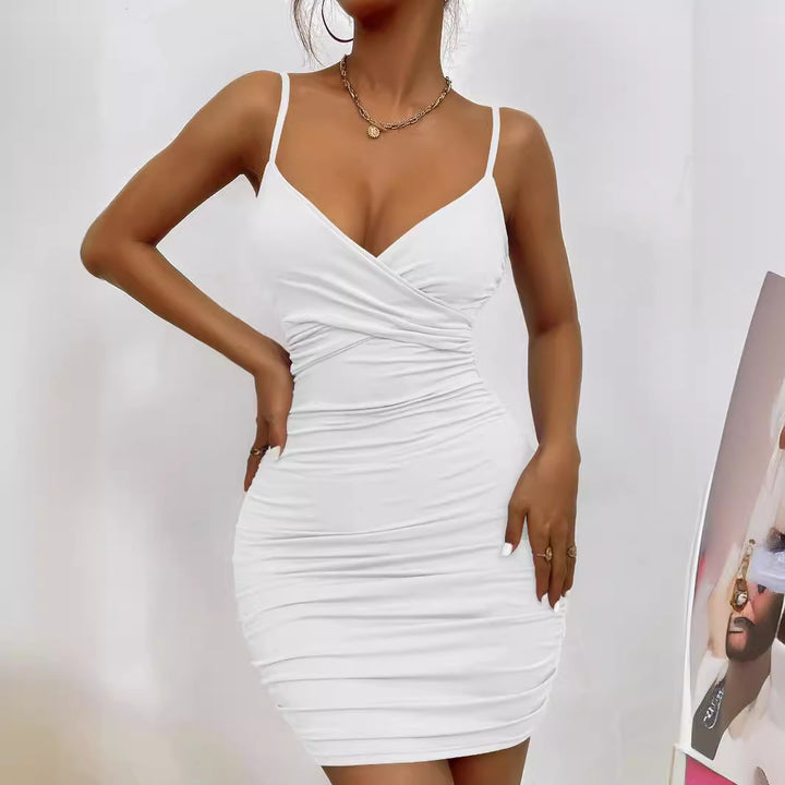 Fitted wrap dress for women with gathers Lune London