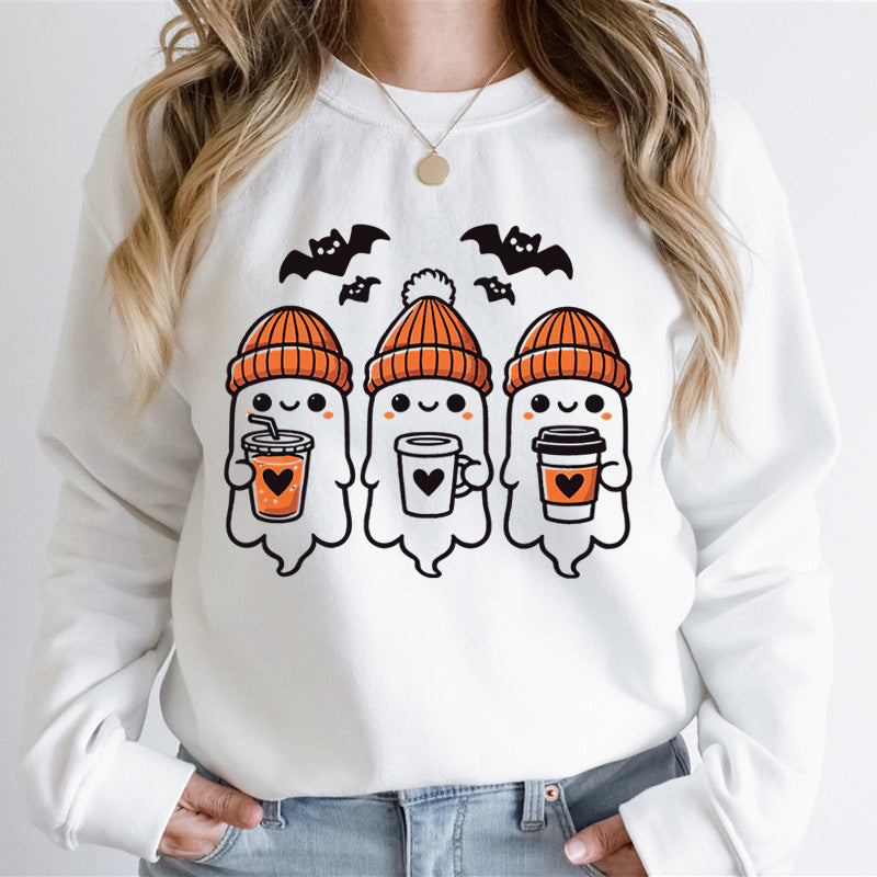 Sweatshirt pour femmes avec un design de fantôme joyeux et une coupe confortable Chic & Stil
