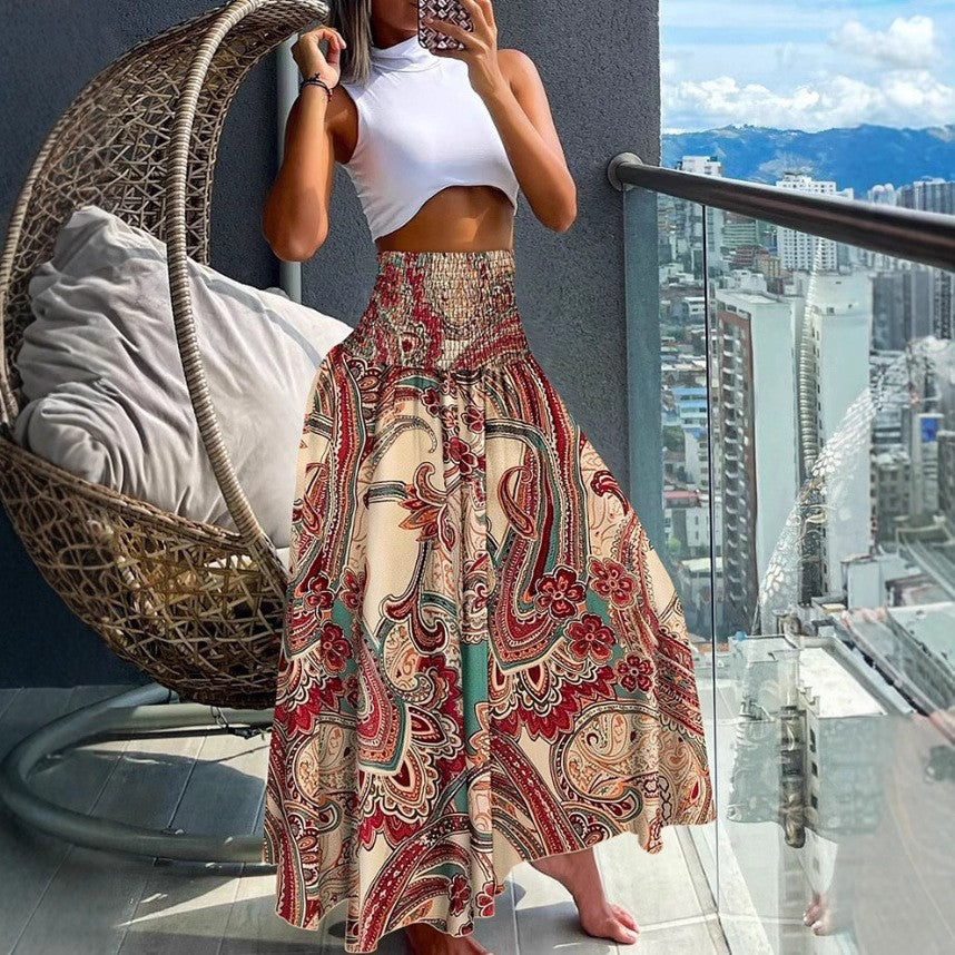 Women Bright Printed Maxi Skirt Lune London