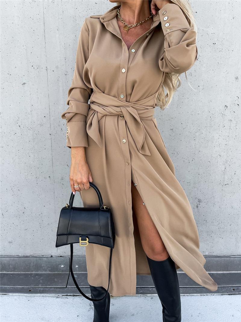 Lune London | Women's Shirt Dress with Tie Belt and Side Slit